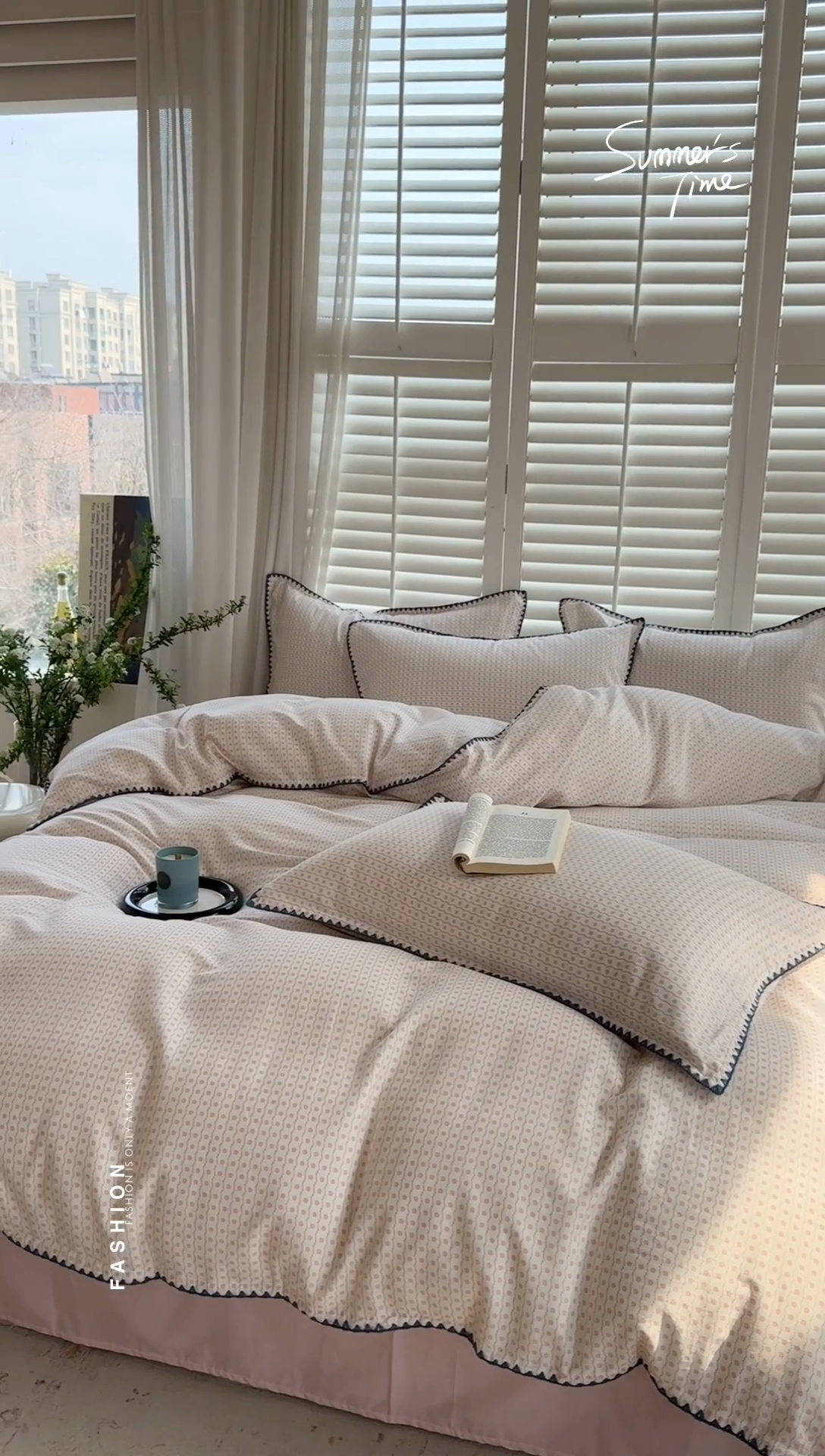 91家纺网 家纺一手货源 找家纺 金丝鸟家纺 2025新款全棉双层纱贝壳边四件套花卉系列 小花