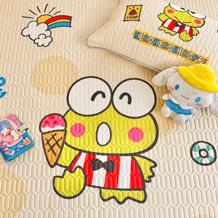 91家纺网 家纺一手货源 找家纺 金爱家 2025新款正版三丽鸥凉感乳胶凉席 夏日大眼蛙