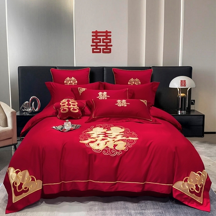 91家纺网 家纺一手货源 找家纺 （总）甜咪咪婚庆 2025新款纯棉全棉面料刺绣结婚 婚庆 四件套 多件套  小红书推荐热款