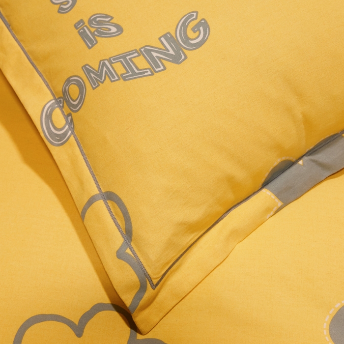 91家纺网 家纺一手货源 找家纺 简约家纺 2025新款全棉磨毛印花单品枕套 蜜恋-黄