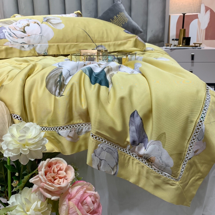 91家纺网 家纺一手货源 找家纺 棉生活家纺 2025新款春夏莫代尔天丝夏被 邂逅花语-黄