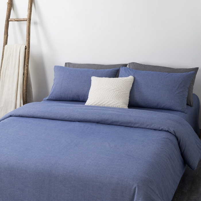 91家纺网 家纺一手货源 找家纺 玖弘家居 2025新款水洗棉单被套 牛仔蓝