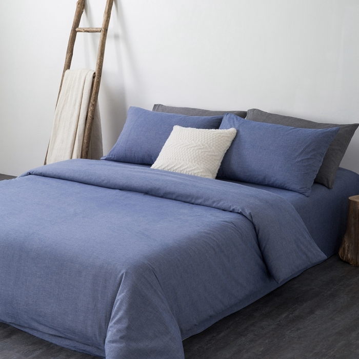 91家纺网 家纺一手货源 找家纺 玖弘家居 2025新款水洗棉单被套 牛仔蓝