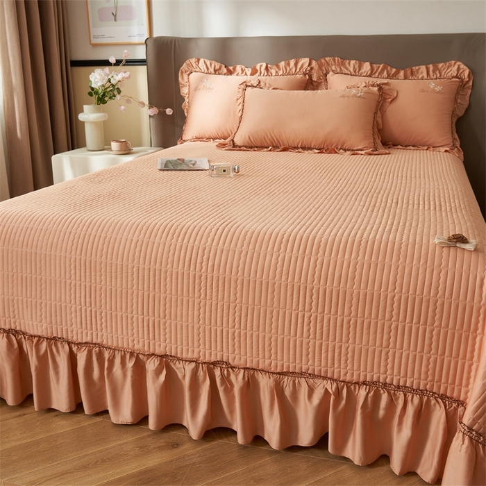 91家纺网 家纺一手货源 找家纺 恒爱家纺  2025新款莫代尔柔情似水多功能夏被床盖四件套			 			 爱玛橙