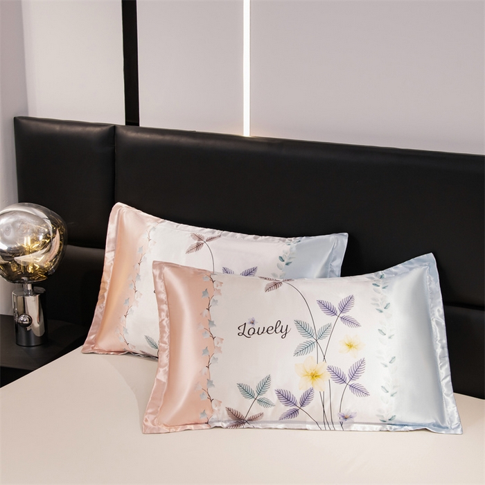 91家纺网 家纺一手货源 找家纺 梦舒羽 2025新款可水洗冰丝卡通枕套宿舍48x74cm单人凉爽枕头套 花曳