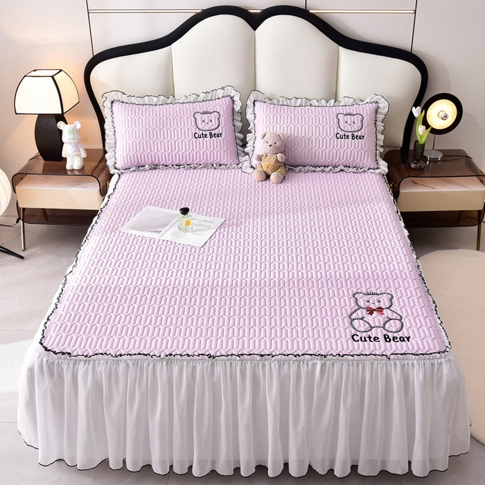 91家纺网 家纺一手货源 找家纺 炫拼家纺 2025新款coco熊床裙款乳胶凉席 coco熊-熏衣紫