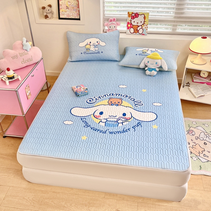 91家纺网 家纺一手货源 找家纺 金爱家 2025新款正版三丽鸥凉感乳胶凉席 汽水玉桂狗