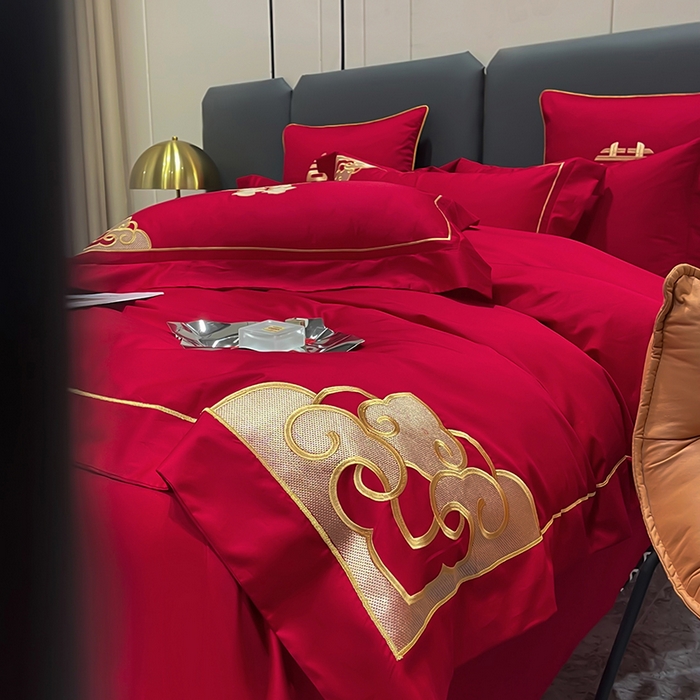 91家纺网 家纺一手货源 找家纺 甜咪咪婚庆 2025新款纯棉全棉面料刺绣结婚 婚庆 四件套 多件套  小红书推荐热款 大喜之日