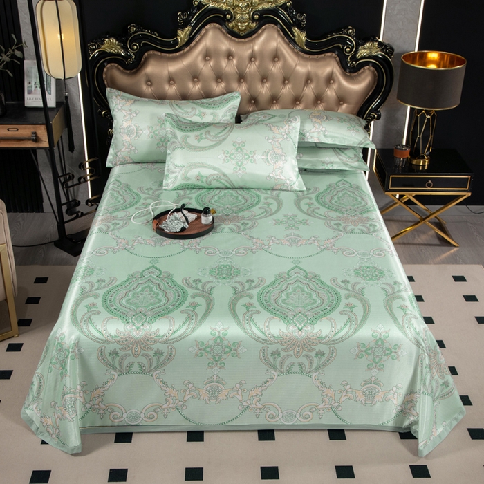 91家纺网 家纺一手货源 找家纺 肖恩毯业 2025新款印花斜纹冰丝席三件套 晚风来信