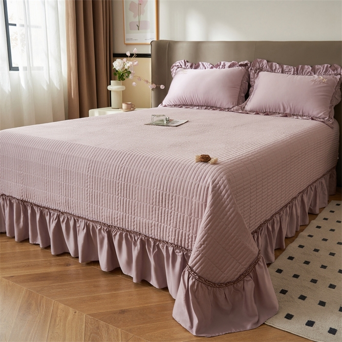 91家纺网 家纺一手货源 找家纺 恒爱家纺  2025新款莫代尔柔情似水多功能夏被床盖四件套			 			 香芋紫