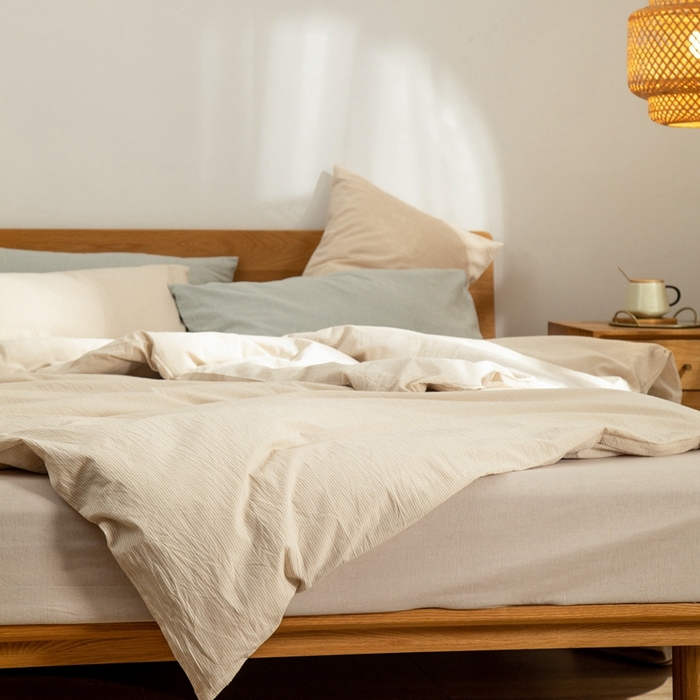 91家纺网 家纺一手货源 找家纺 玖弘家居 2025新款水洗棉单被套 米密条