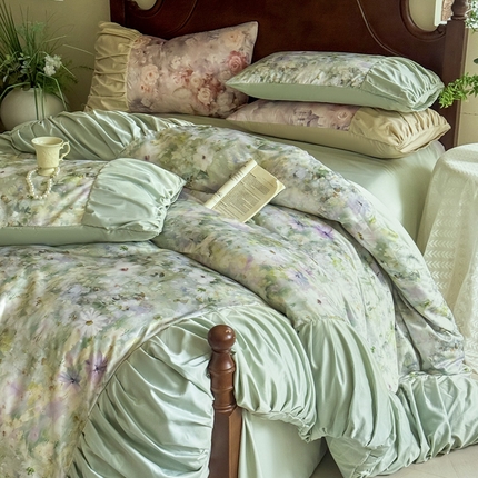 91家纺网 家纺一手货源 找家纺 （总）艾米家居 2025春夏新品A类法式花边天丝棉冰丝四件套