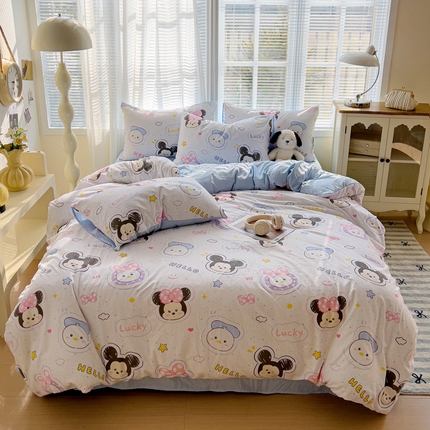 91家纺网 家纺一手货源 找家纺 悦织湾家纺2025新款高克重卡通水洗棉印花四件套学生宿舍单双人床上用品三四件套 卡通-梦幻乐园