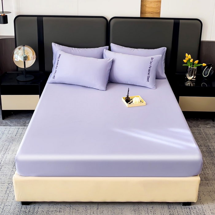 91家纺网 家纺一手货源 找家纺 纽缦家纺 2025新款纯色提花冰丝系列床笠单件-单床笠 海清