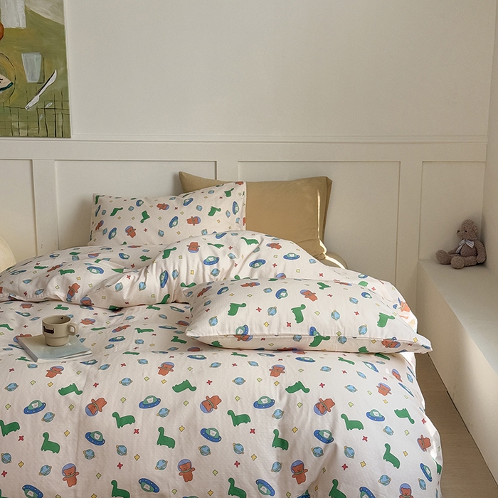 91家纺网 家纺一手货源 找家纺 （总）窝米  2025新品全棉A类双层纱卡通风系列四件套