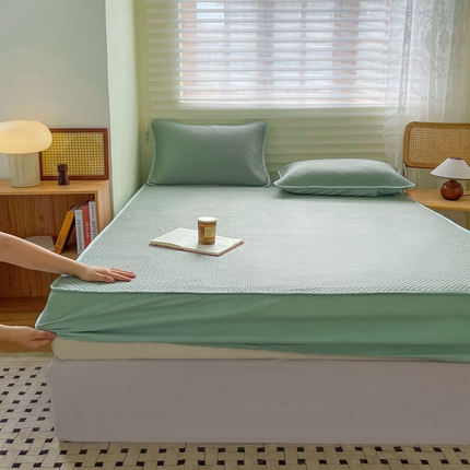 91家纺网 家纺一手货源 找家纺 莱登卡奴 2025新款A类宝宝棉针织棉大豆夹棉床笠 夹棉款-灰绿