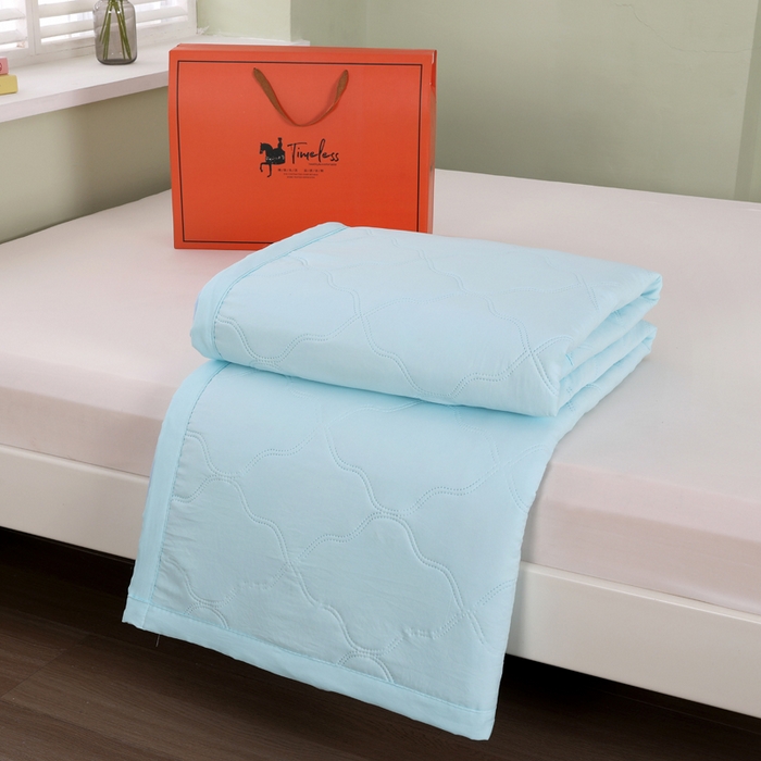 91家纺网 家纺一手货源 找家纺 太阳树家纺 2025水洗棉夏被夏凉被空调被超声波压花礼品直播供应链引流爆款 湖蓝