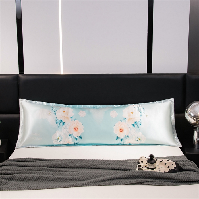 91家纺网 家纺一手货源 找家纺 梦舒羽 2025新款可水洗冰丝双人枕套凉爽情侣枕头套枕芯套 花语