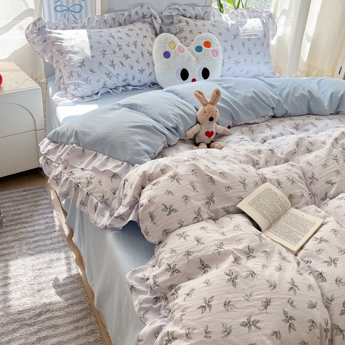 91家纺网 家纺一手货源 找家纺 雨帆家纺2025新款水洗棉印花四件套 夏日风情