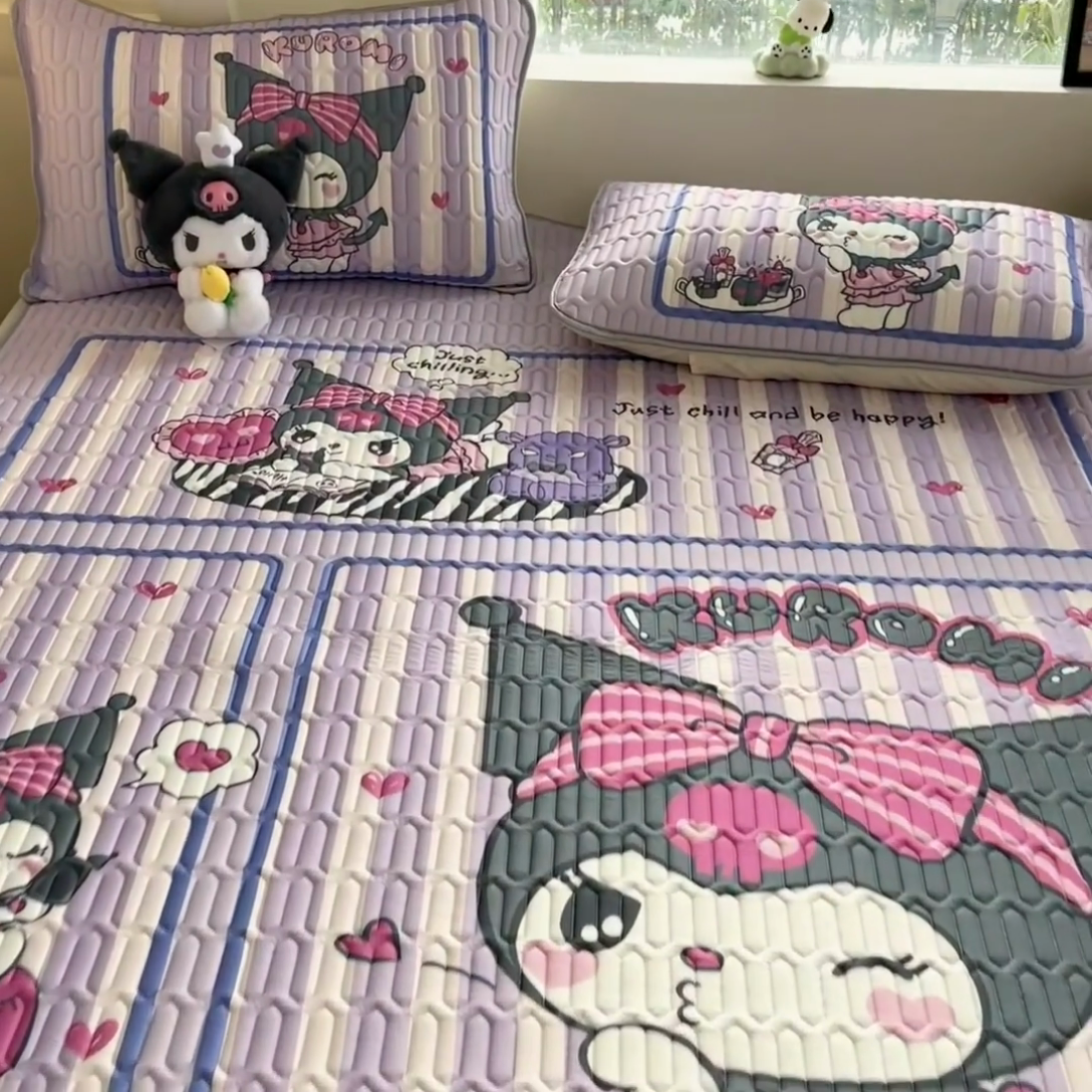 91家纺网 家纺一手货源 找家纺 金爱家 2025新款正版三丽鸥凉感乳胶凉席 购物库洛米