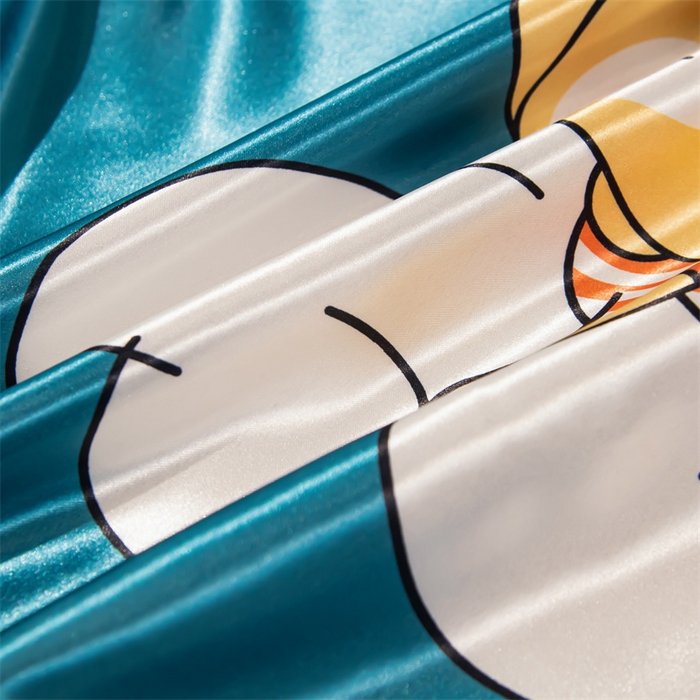 91家纺网 家纺一手货源 找家纺 梦舒羽 2025新款可水洗冰丝卡通枕套宿舍48x74cm单人凉爽枕头套 云端小熊