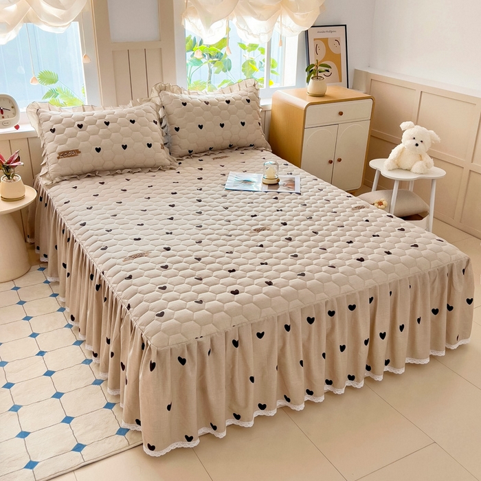 91家纺网 家纺一手货源 找家纺 情煊家纺 2025新款全棉印花小清新夹棉枕套 爱心