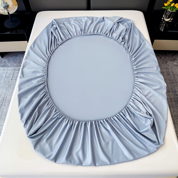 91家纺网 家纺一手货源 找家纺 纽缦家纺 2025新款纯色提花冰丝系列床笠单件-单床笠 星空灰