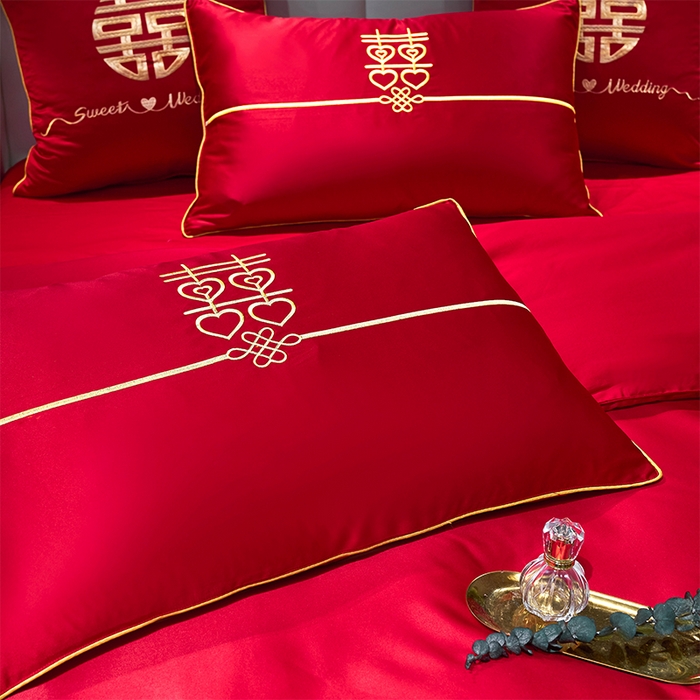 91家纺网 家纺一手货源 找家纺 甜咪咪婚庆 2025新款纯棉全棉面料刺绣结婚 婚庆 四件套 多件套  小红书推荐热款 龙凤添喜