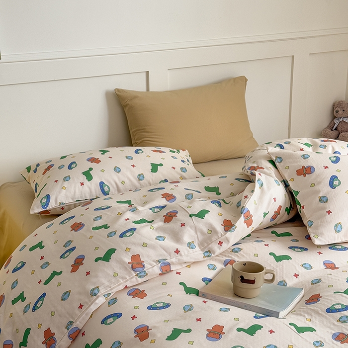 91家纺网 家纺一手货源 找家纺 （总）窝米  2025新品全棉A类双层纱卡通风系列四件套