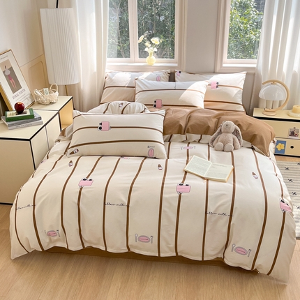 91家纺网 家纺一手货源 找家纺 寐眠 2025新款A类全棉印花四件套 木调