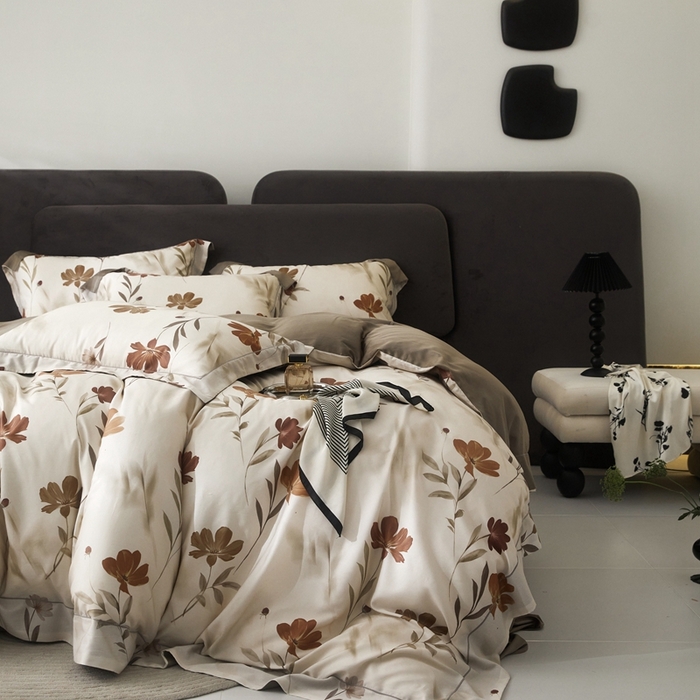 91家纺网 家纺一手货源 找家纺 金奇达2025新款【盛夏流年】-茧养莱赛尔四件套（标准号全网控价（折后券后）不低于258元） 幽兰寻香