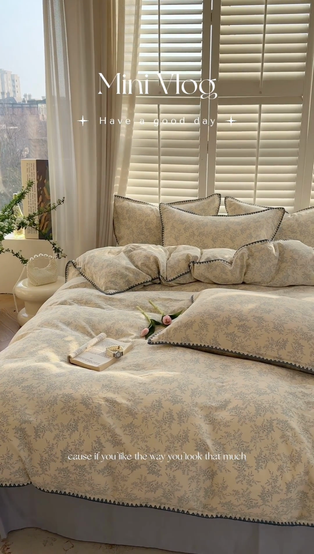 91家纺网 家纺一手货源 找家纺 金丝鸟家纺 2025新款全棉双层纱贝壳边四件套花卉系列 蓝色枝丫