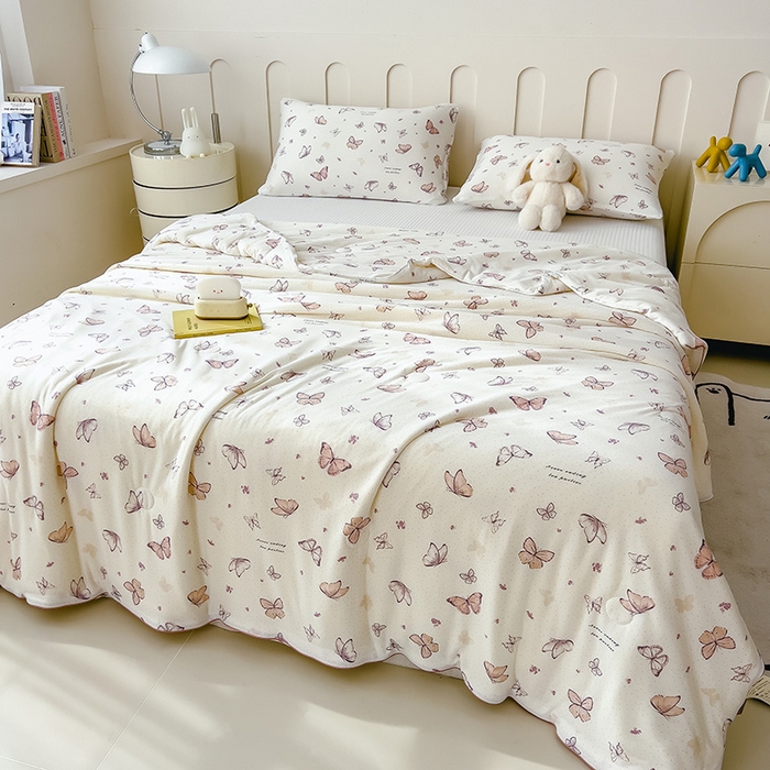 91家纺网 家纺一手货源 找家纺 2025新款A类小清新针织棉夏凉被 小芙贝拉