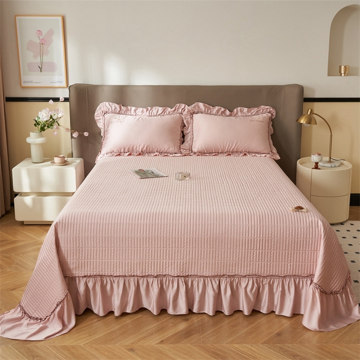 91家纺网 家纺一手货源 找家纺 恒爱家纺  2025新款莫代尔柔情似水多功能夏被床盖四件套			 			 浅豆沙