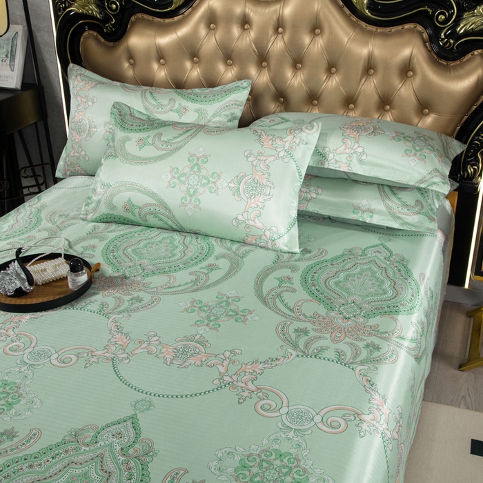 91家纺网 家纺一手货源 找家纺 肖恩毯业 2025新款印花斜纹冰丝席三件套 晚风来信