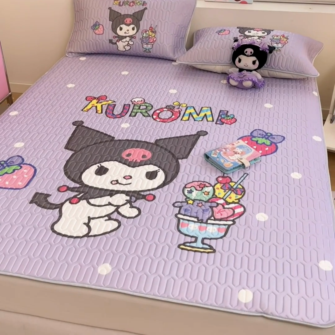 91家纺网 家纺一手货源 找家纺 金爱家 2025新款正版三丽鸥凉感乳胶凉席 夏日冰爽