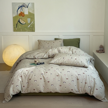 2025新品全棉A类双层纱卡通风系列四件套 嬉皮狗