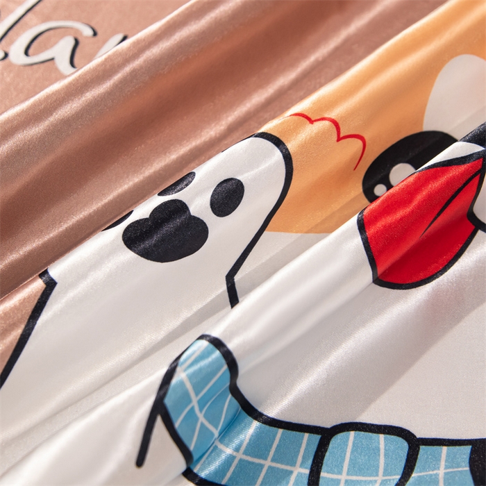 91家纺网 家纺一手货源 找家纺 圣比熊 2025新款可水洗冰丝卡通枕套宿舍48x74cm单人凉爽枕头套 可爱汪