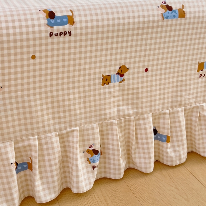 91家纺网 家纺一手货源 找家纺 情煊家纺 2025新款全棉花边款枕套 俏皮狗