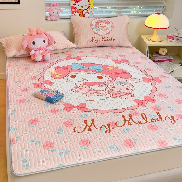 91家纺网 家纺一手货源 找家纺 金爱家 2025新款正版三丽鸥凉感乳胶凉席 花花美乐蒂