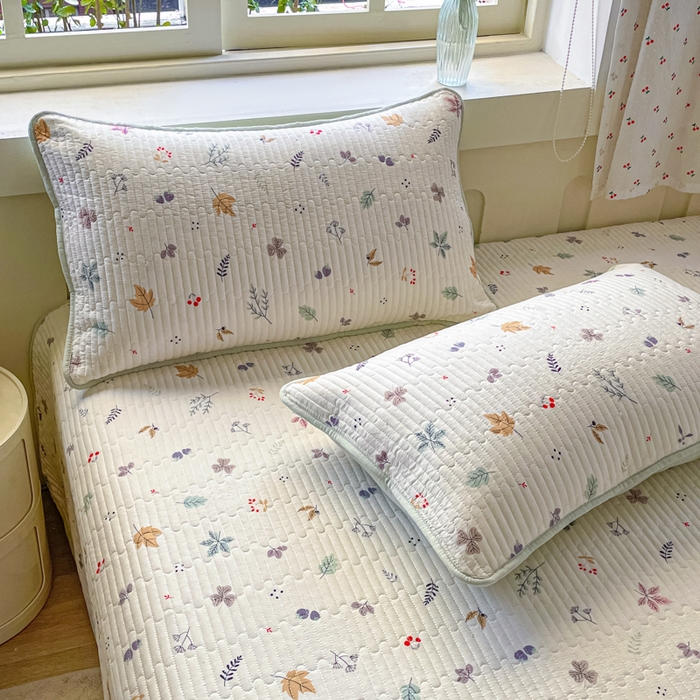 91家纺网 家纺一手货源 找家纺 857家居 2025新款针织双层纱床盖三件套 麦穗