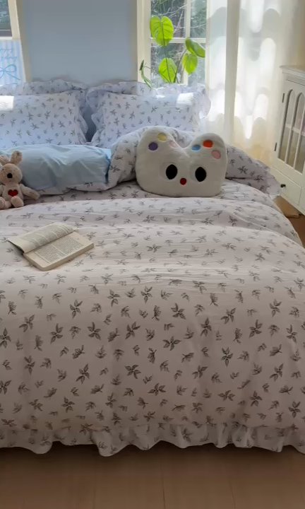 91家纺网 家纺一手货源 找家纺 雨帆家纺2025新款水洗棉印花四件套 夏日风情