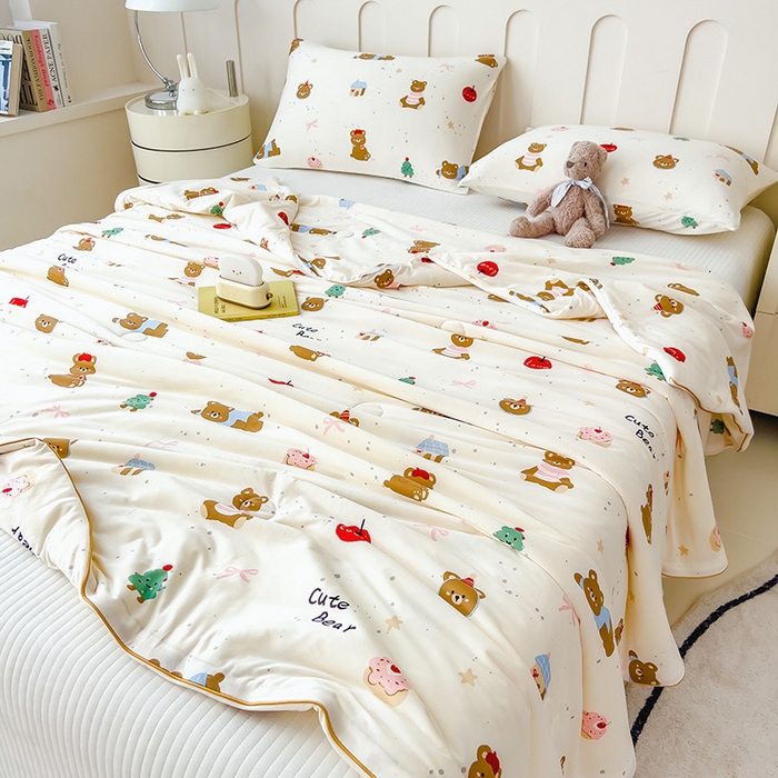 91家纺网 家纺一手货源 找家纺 2025新款A类小清新针织棉夏凉被 欢乐派对