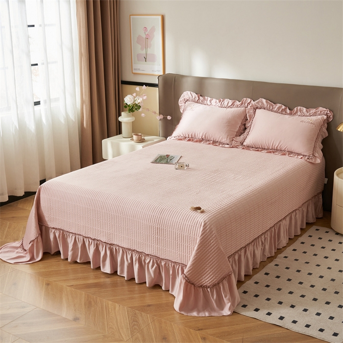 91家纺网 家纺一手货源 找家纺 恒爱家纺  2025新款莫代尔柔情似水多功能夏被床盖四件套			 			 浅豆沙