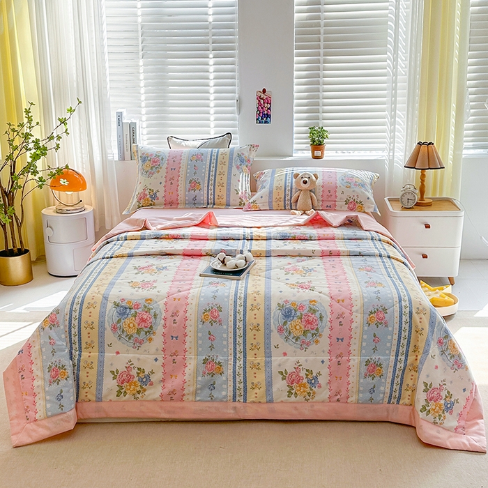 91家纺网 家纺一手货源 找家纺 欧夏家纺 2025新款里外全棉印花夏被100%新疆棉花 小资派