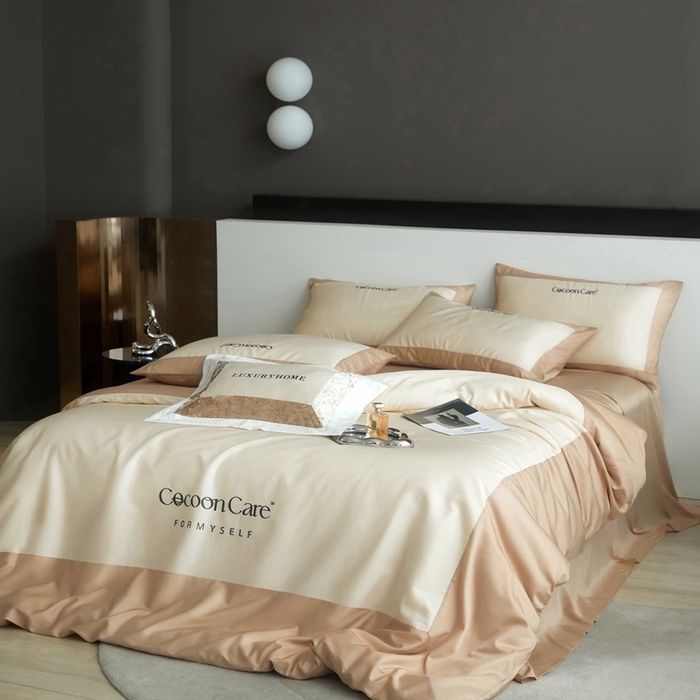 91家纺网 家纺一手货源 找家纺 金奇达2025新款【洛伊】-茧养莱赛尔四件套（标准号全网控价（折后券后）不低于258元） 洛伊-可可棕