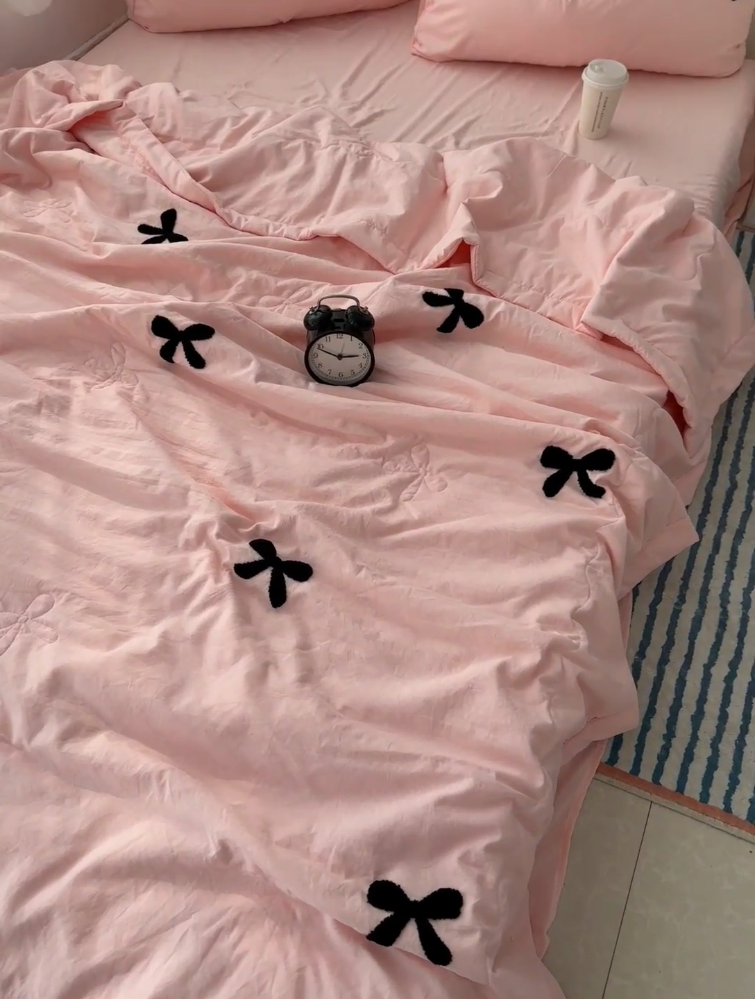 91家纺网 家纺一手货源 找家纺 （总）优色良品家纺 2025新款水洗棉毛巾绣蝴蝶结夏被四件套