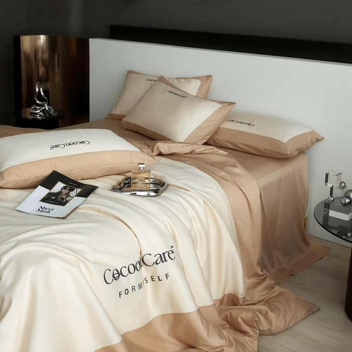 91家纺网 家纺一手货源 找家纺 金奇达2025新款【洛伊】-茧养莱赛尔四件套（标准号全网控价（折后券后）不低于258元） 洛伊-可可棕