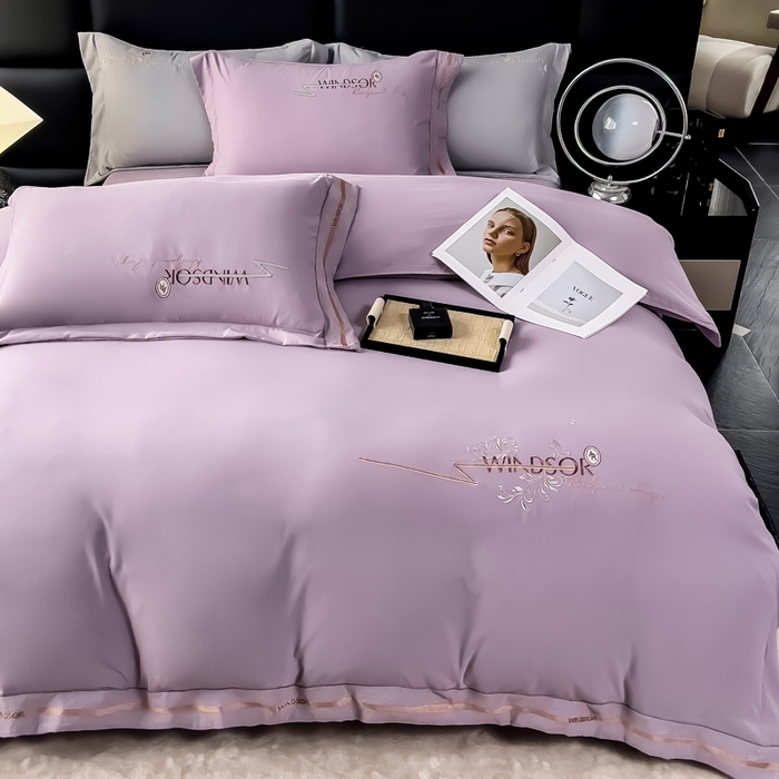 91家纺网 家纺一手货源 找家纺 （总）曲之慕 2025新品四季款高端刺绣四件套简约可水洗轻奢纯色刺绣四件套--蒂尔