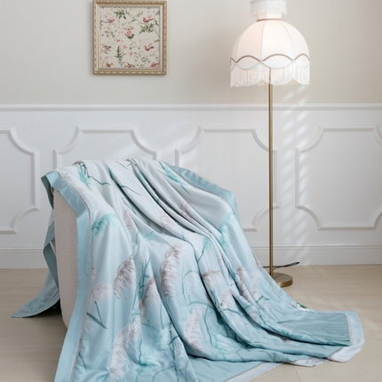 棉生活家纺 2025新款春夏莫代尔天丝夏被 甘棠灰绿